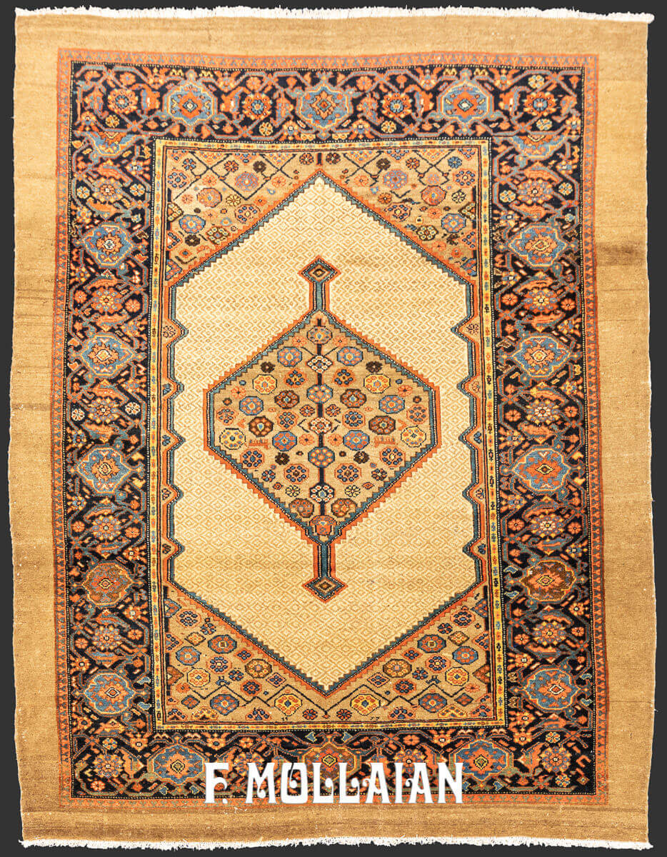 Camel-color Antique Persian Sarab Medallion Rug n°:278370